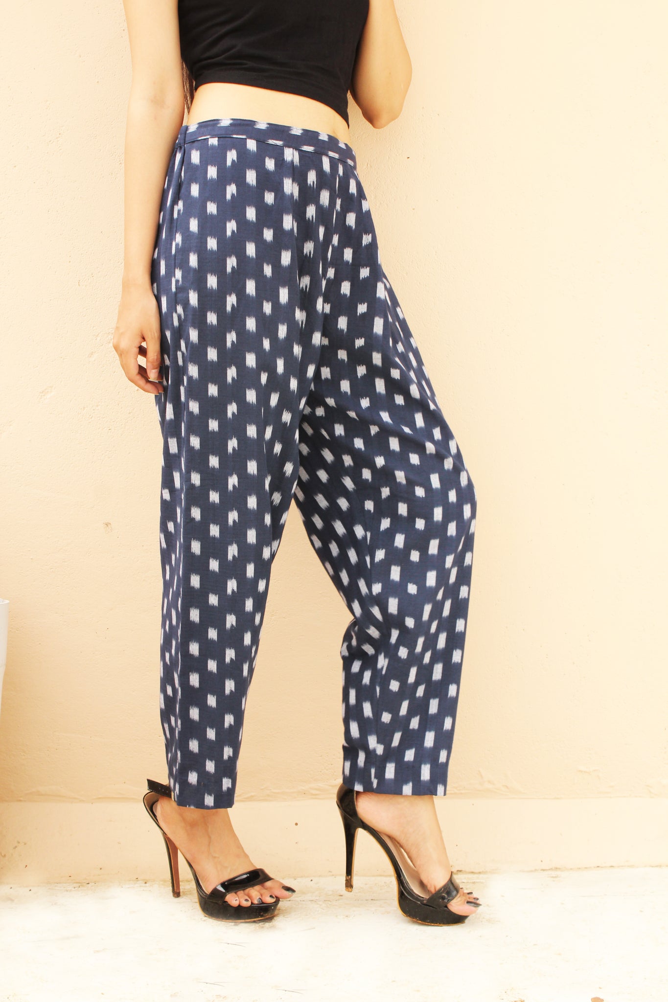Navy Ikat Straight Pants