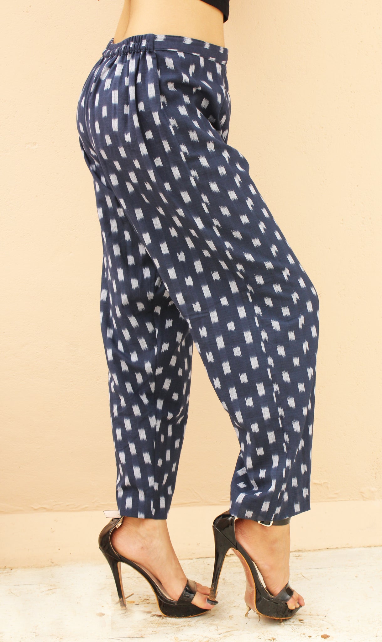 Navy Ikat Straight Pants
