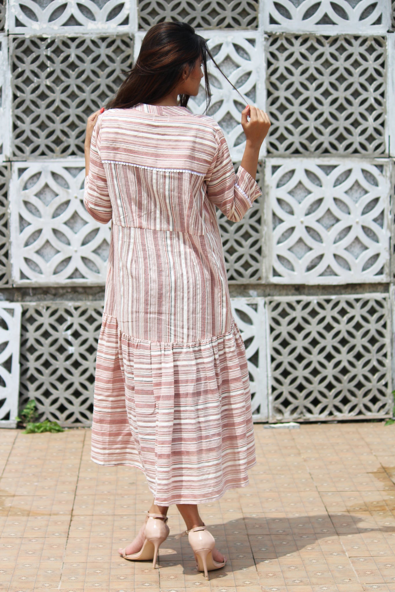 Yarn Dyed Long Jacket With Cotton Slub Inner Set