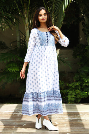 White Printed Maxi Dress
