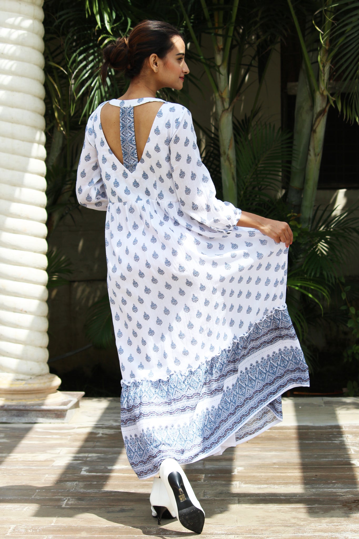 White Printed Maxi Dress
