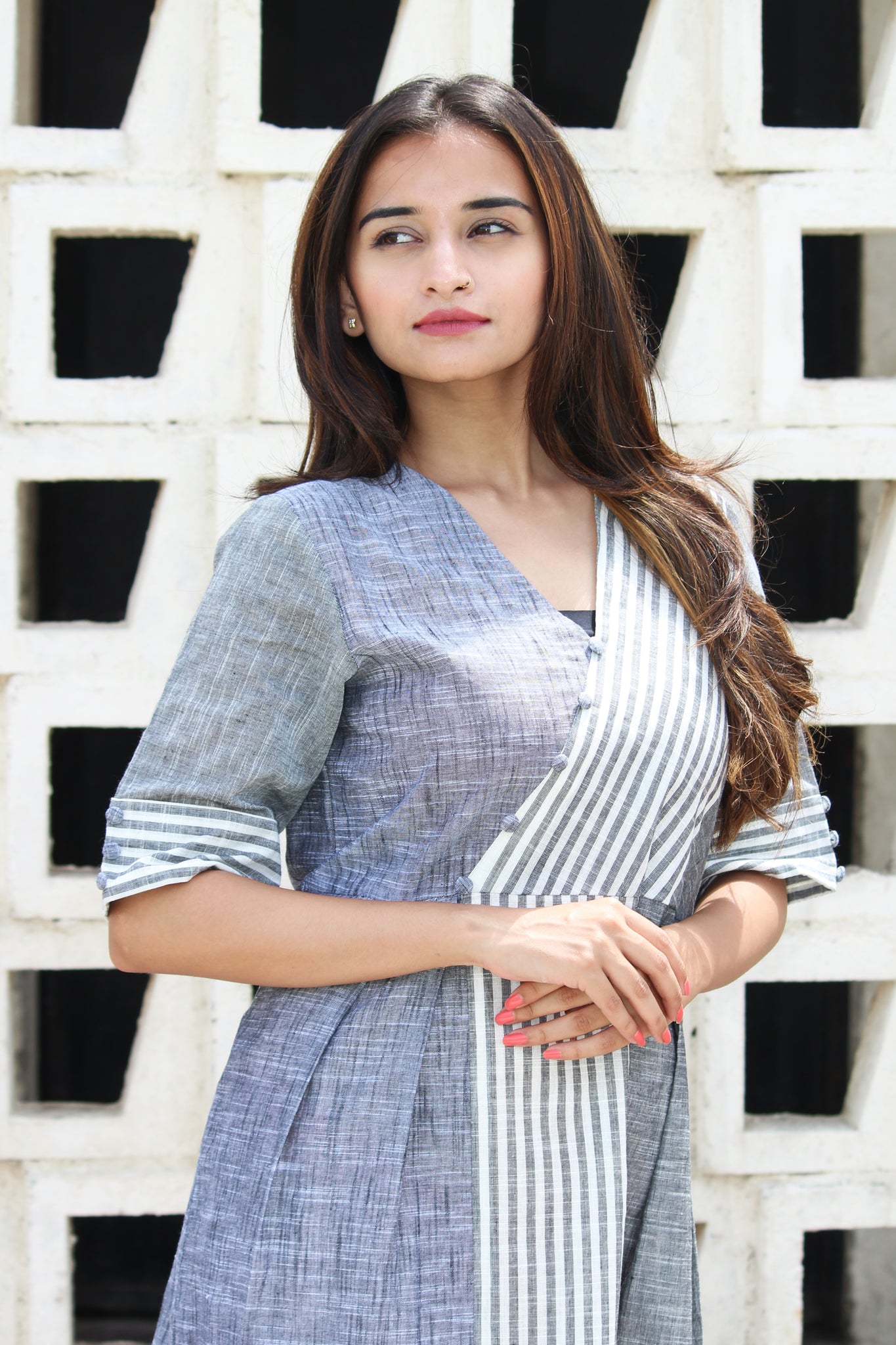 Grey Yarn Dyed Dress