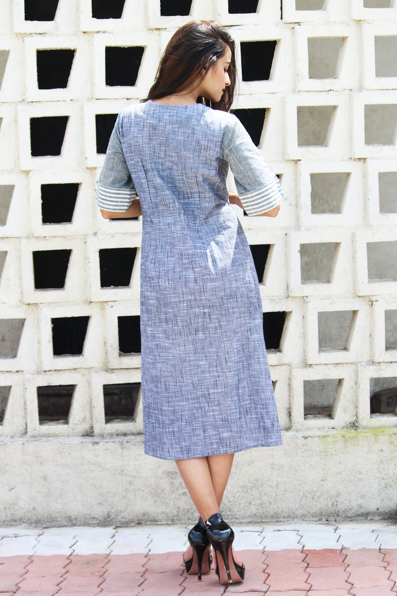 Grey Yarn Dyed Dress