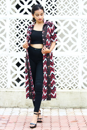 Zig Zag Dobby and Flamingo Print Jacket
