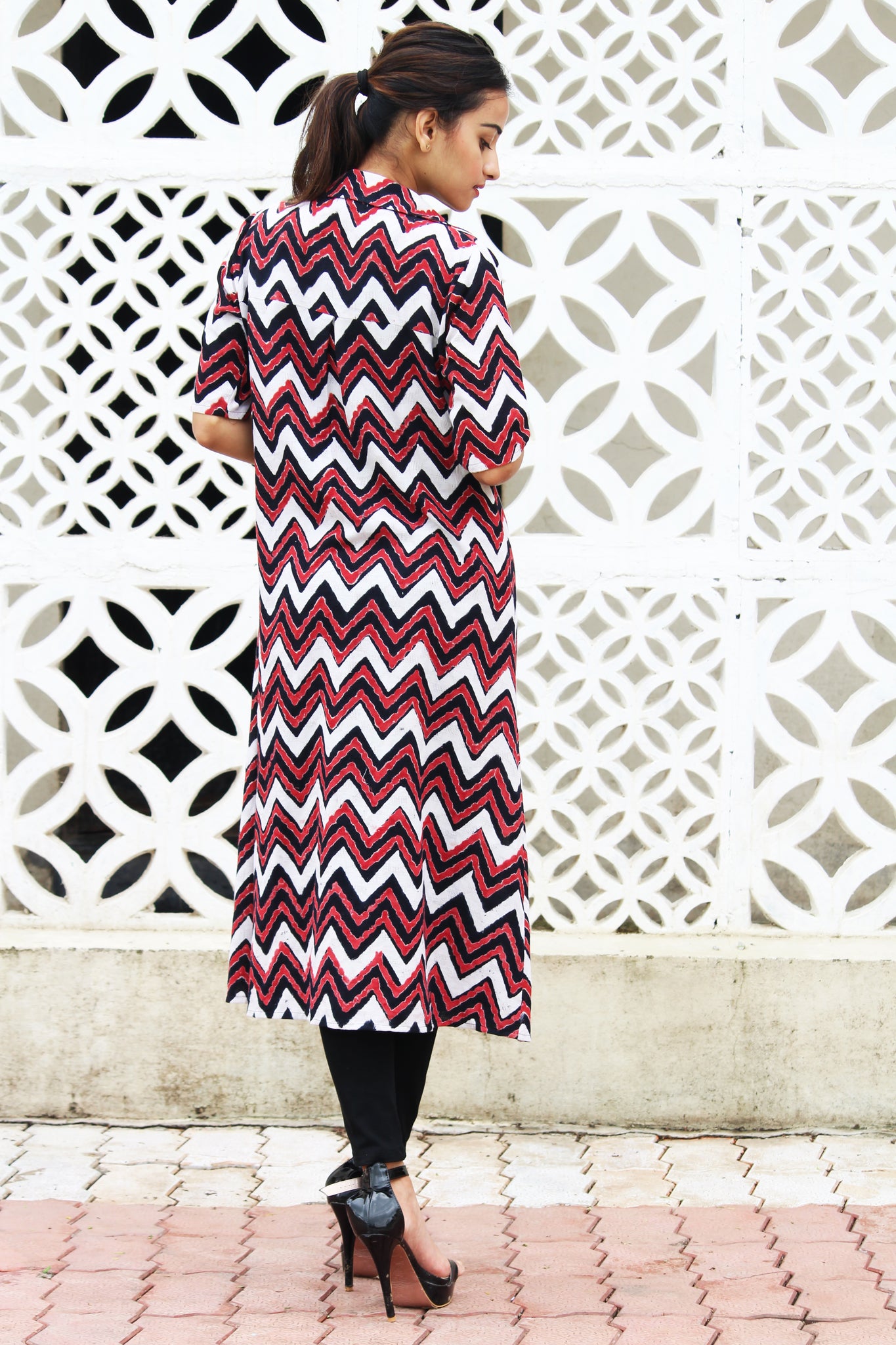 Zig Zag Dobby and Flamingo Print Jacket