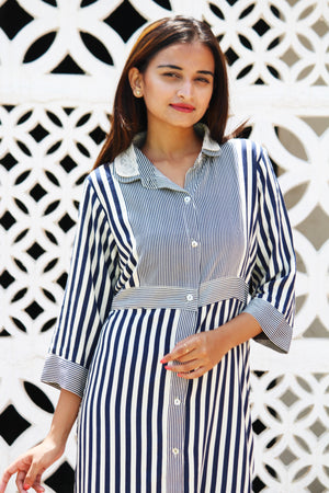 Lace Peter Pan Collar Stripe Kurta
