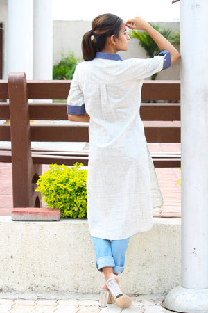 Cotton Chambray Collar Kurta