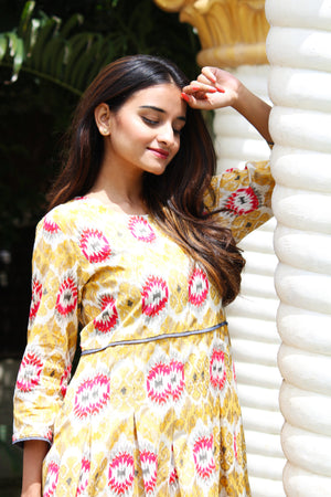Ikat Print Cotton Dress