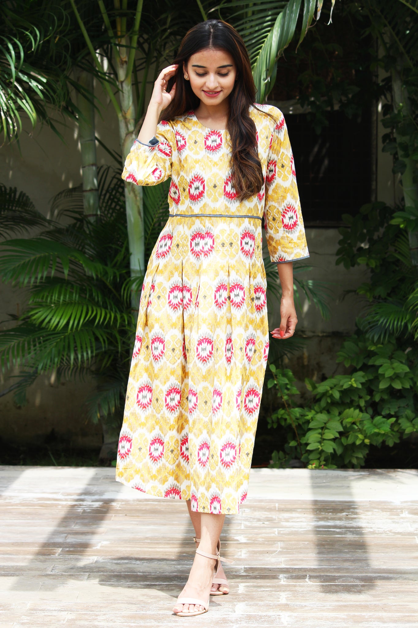 Ikat Print Cotton Dress