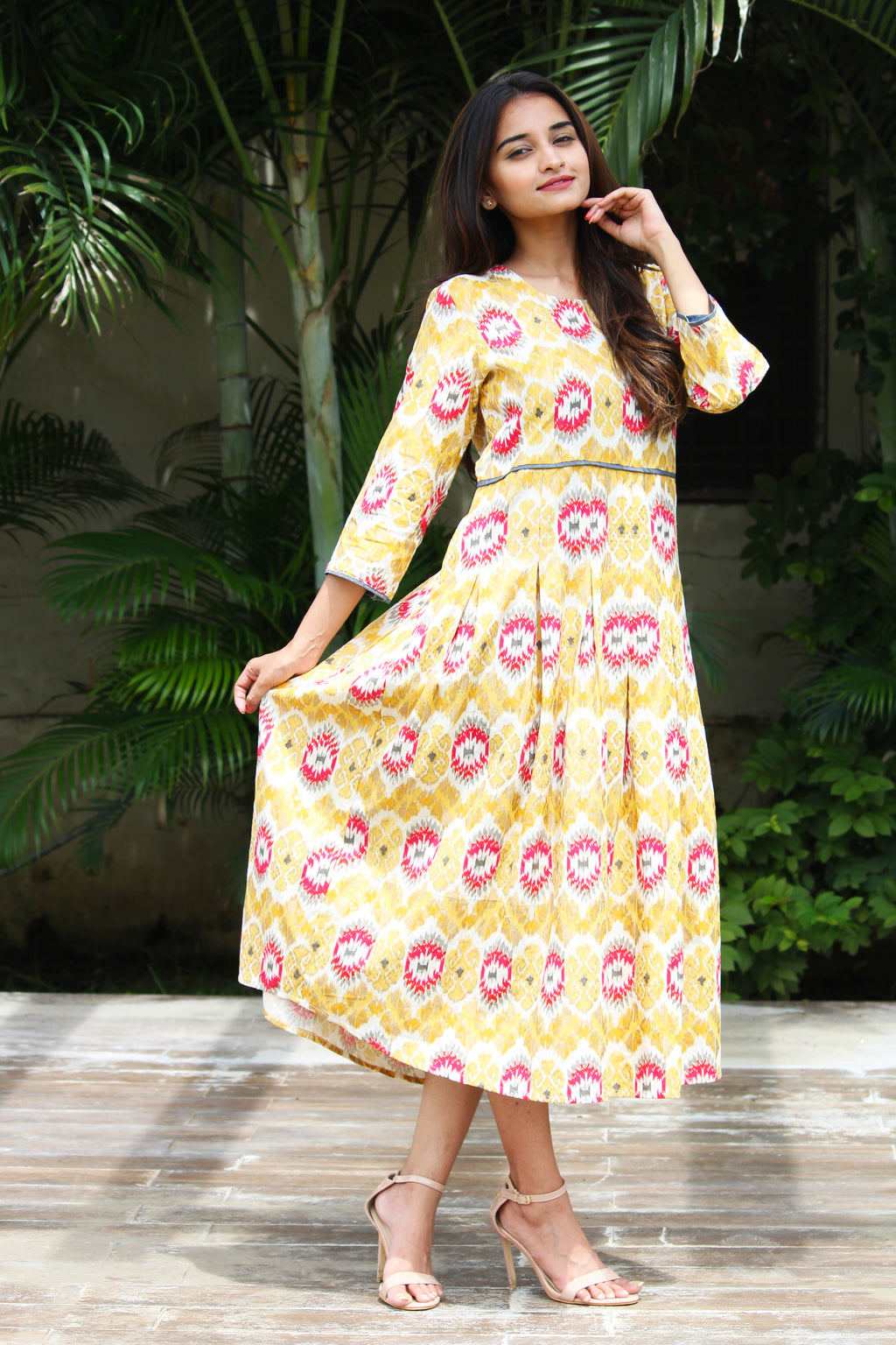 Ikat Print Cotton Dress
