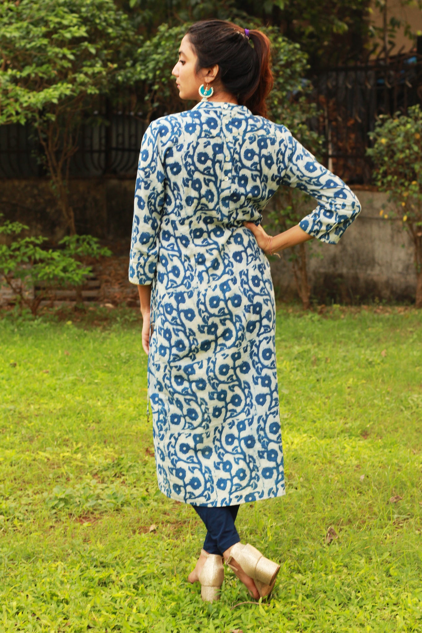 Indigo Floral Print Kurta