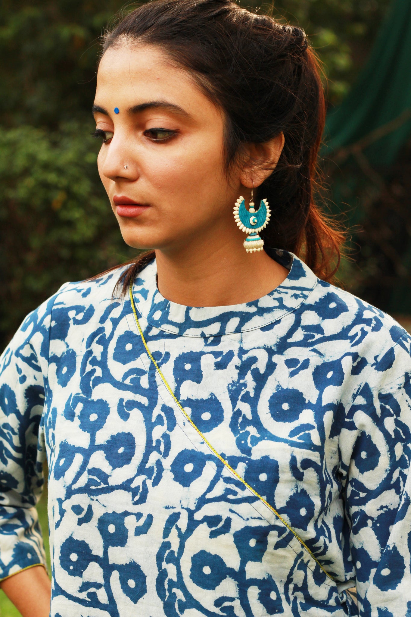 Indigo Floral Print Kurta
