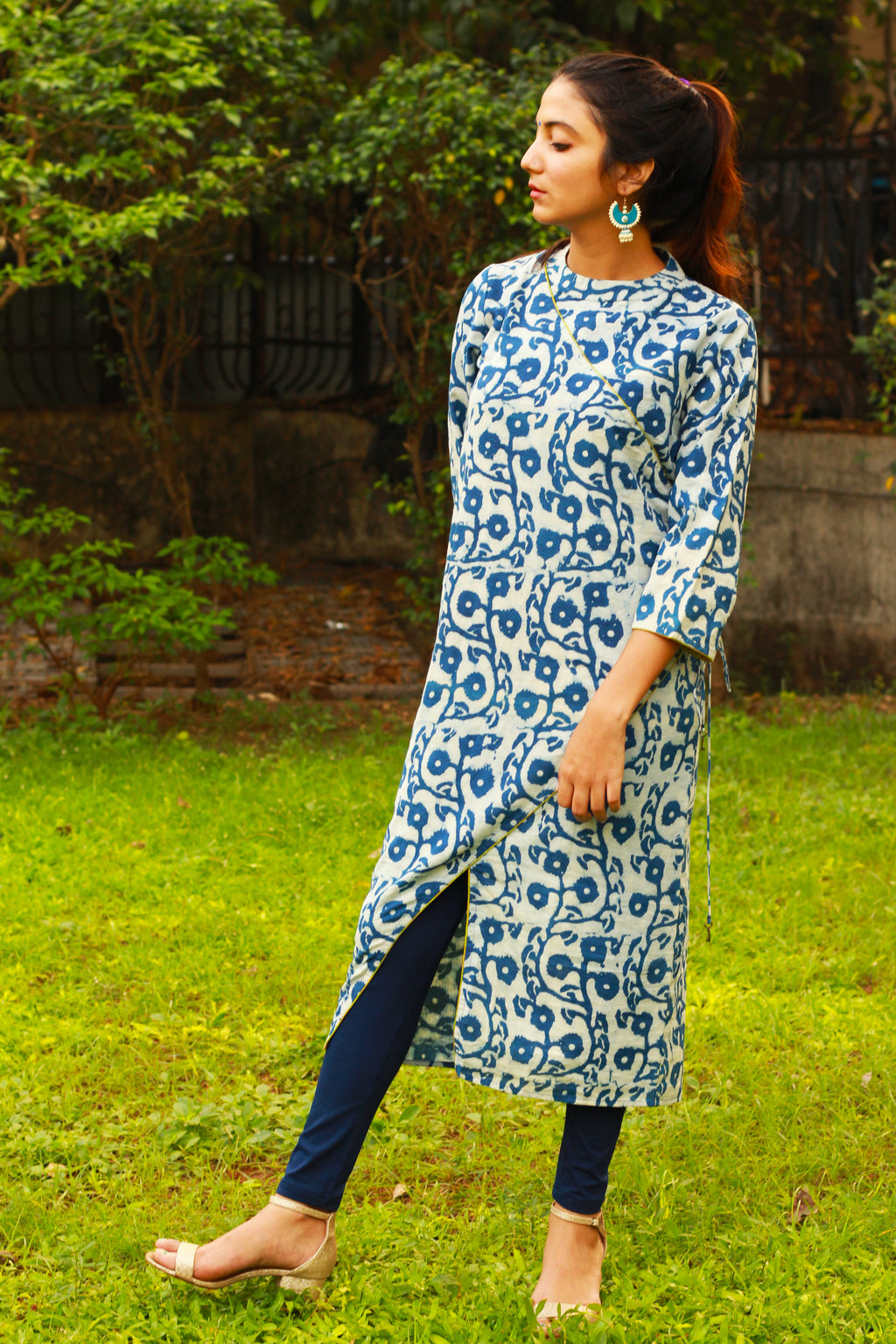 Indigo Floral Print Kurta