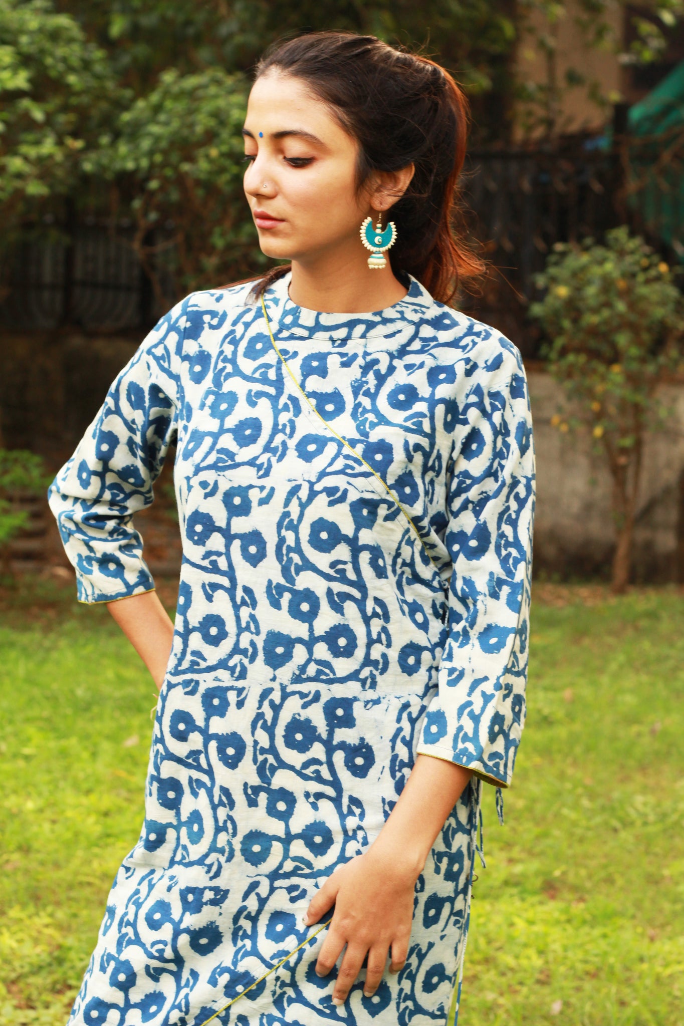 Indigo Floral Print Kurta
