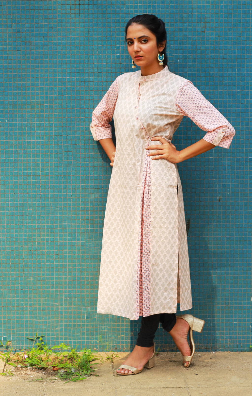 Light Pink Diamond Print Kurta