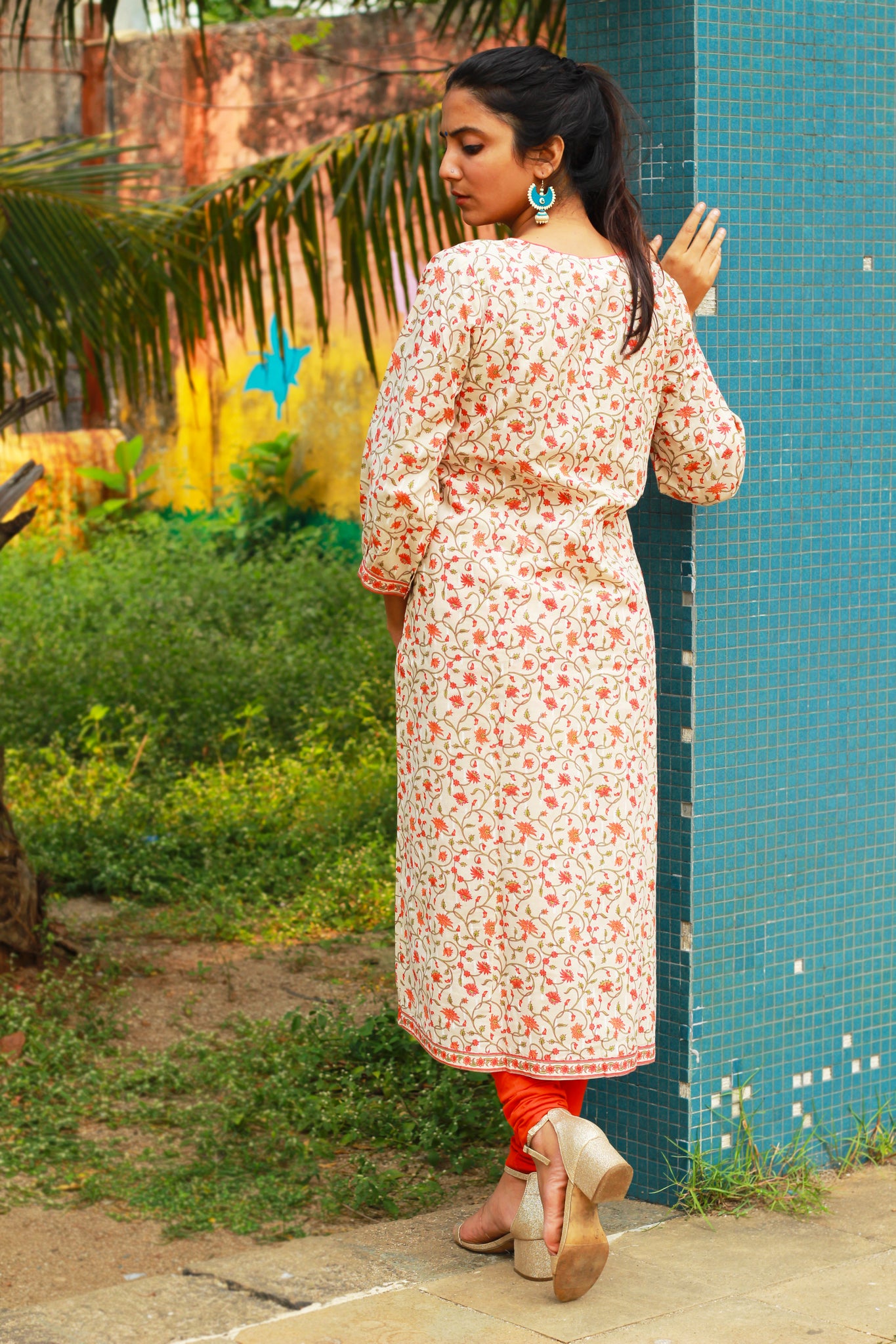 Floral Print Cotton Kurta