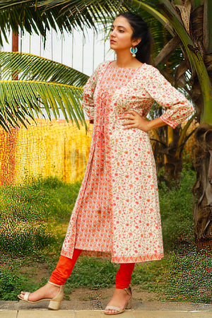 Floral Print Cotton Kurta