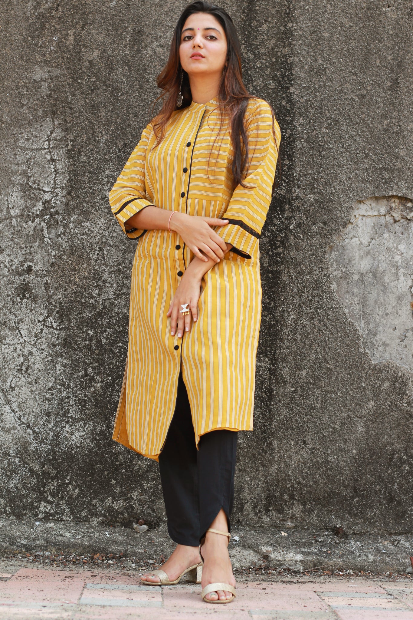 Mustard Stripe Kurta