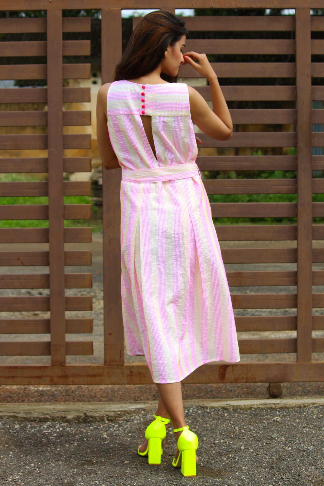 Neon Stripe Midi Dress