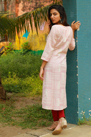 Off White Abstract Stripe Kurta
