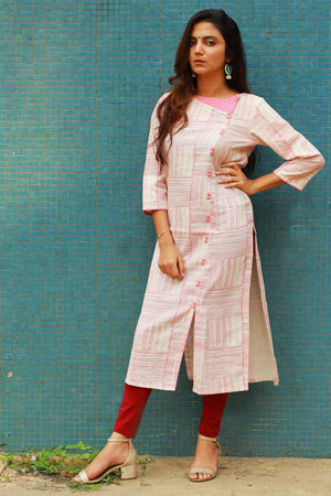 Off White Abstract Stripe Kurta