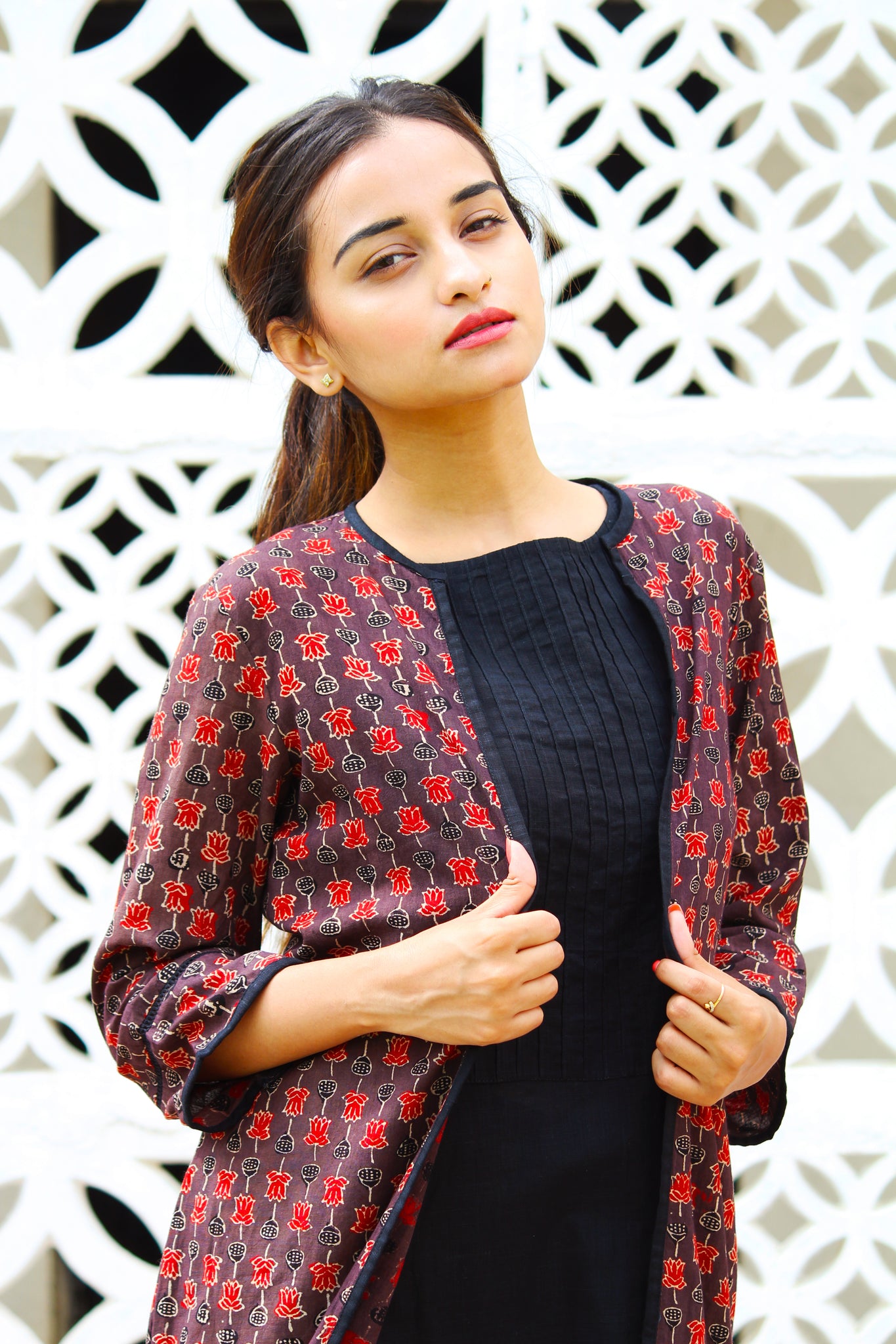 Organic Cotton Lotus Print Jacket With Inner Set