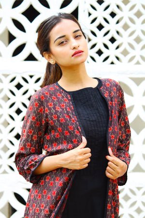 Organic Cotton Lotus Print Jacket With Inner Set