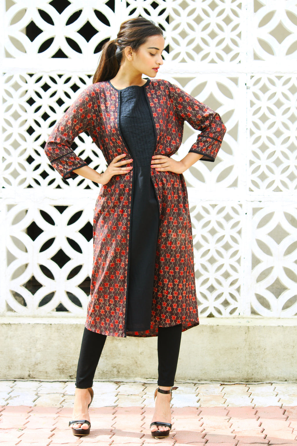 Organic Cotton Lotus Print Jacket With Inner Set