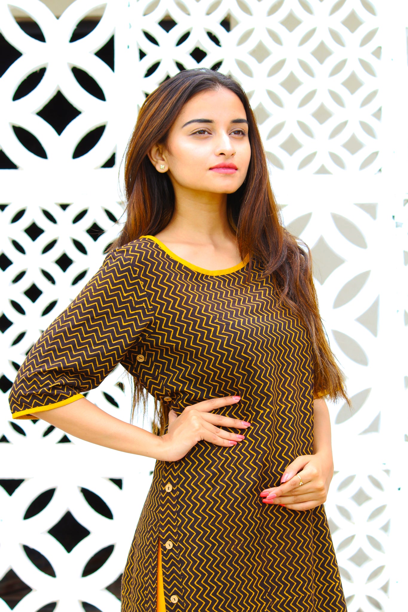 Organic Cotton Zigzag Print Kurta