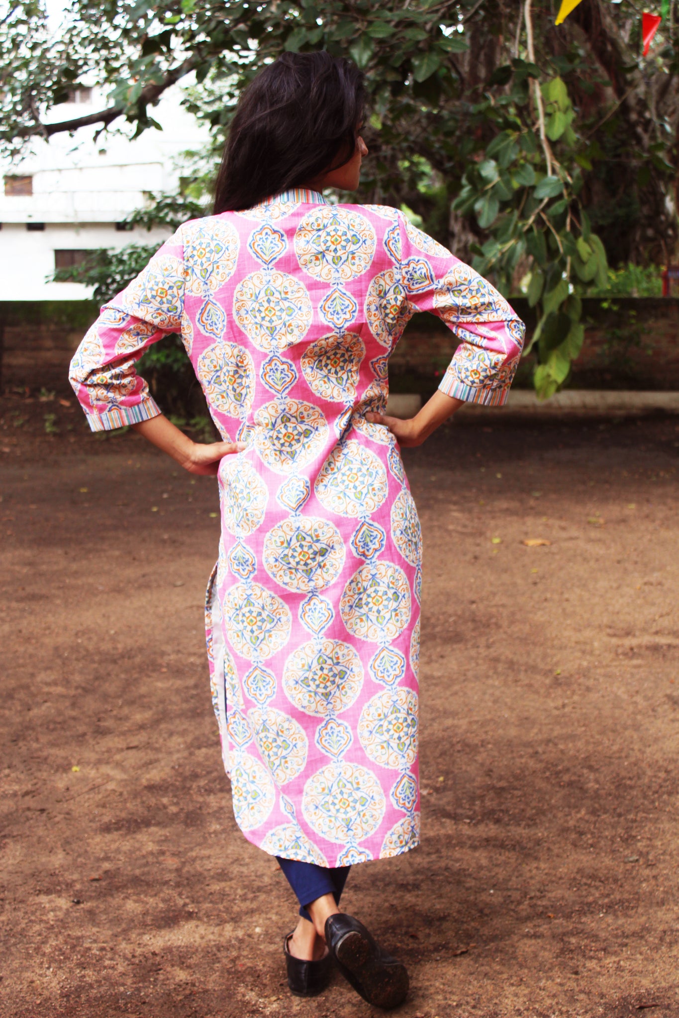 Pink Rangoli Print Kurta