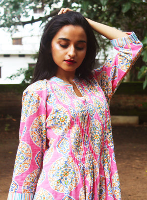 Pink Rangoli Print Kurta