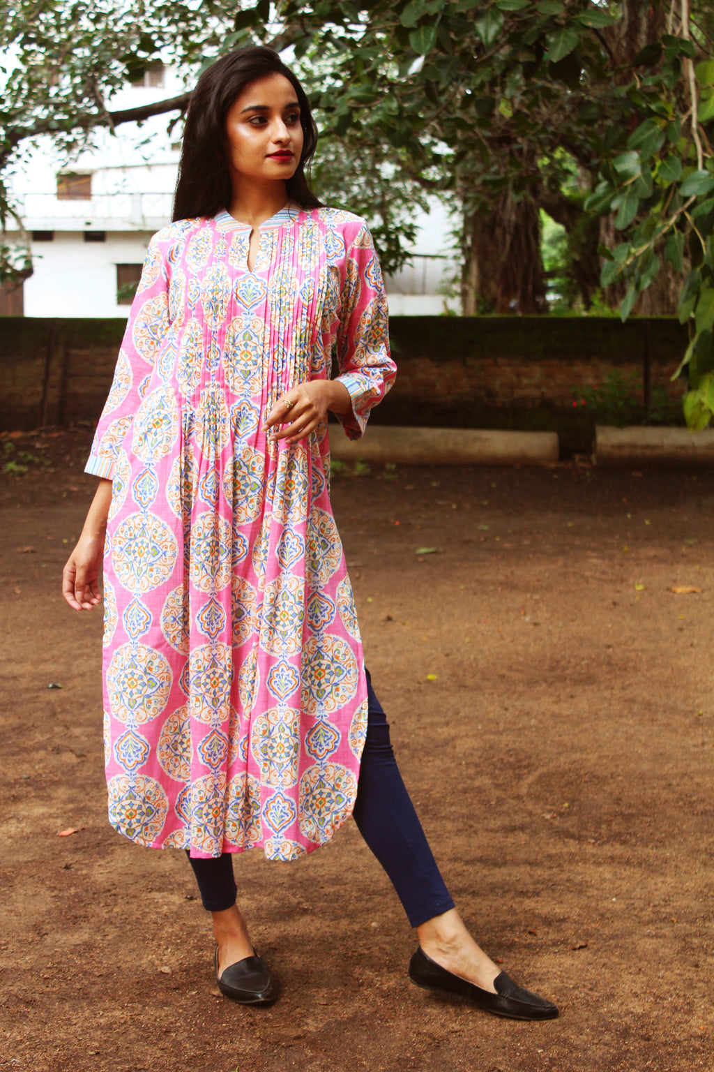 Pink Rangoli Print Kurta