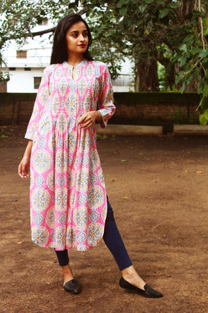 Pink Rangoli Print Kurta
