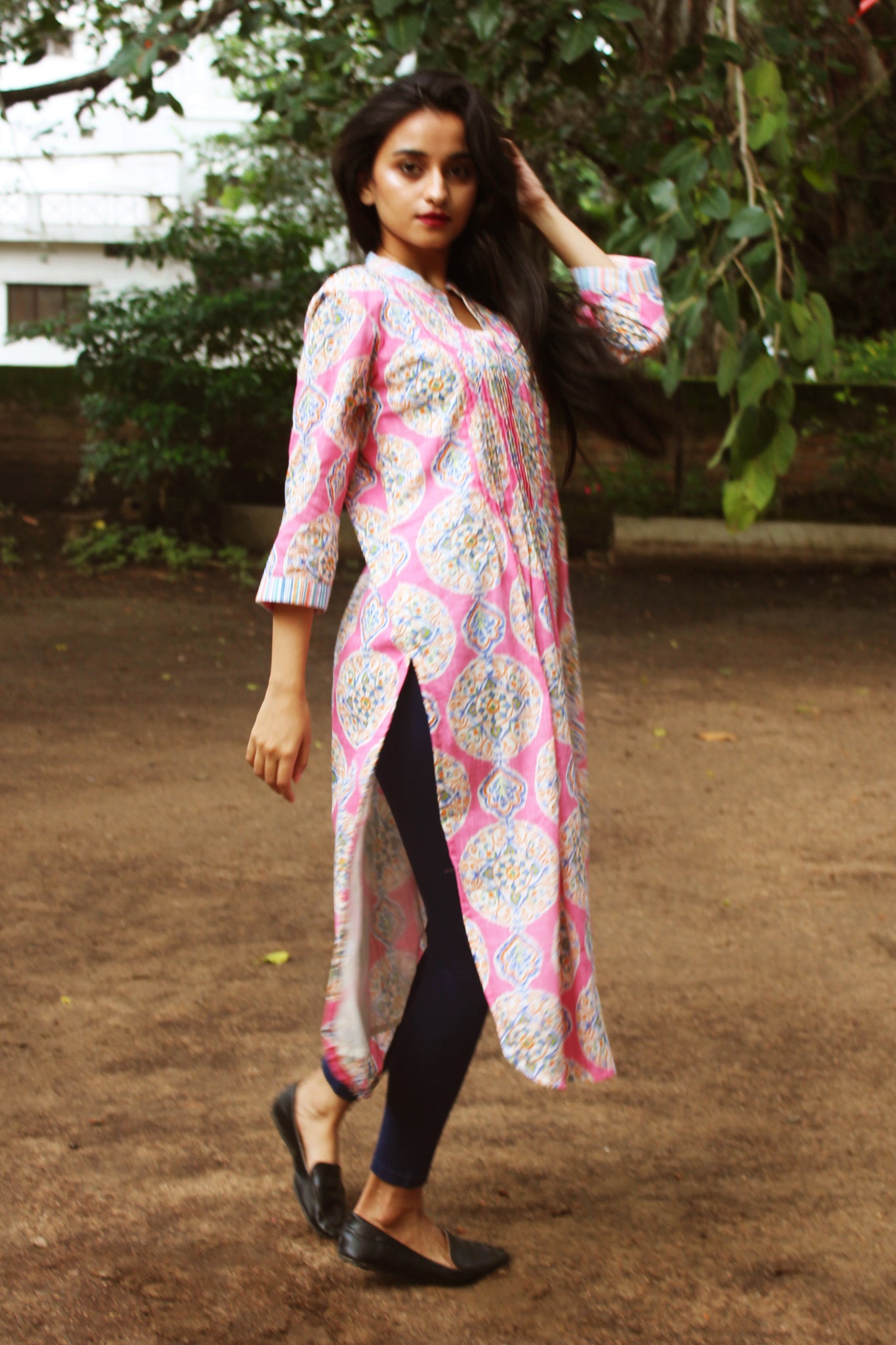 Pink Rangoli Print Kurta