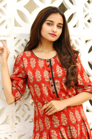 Pleated Kalamkari Dress