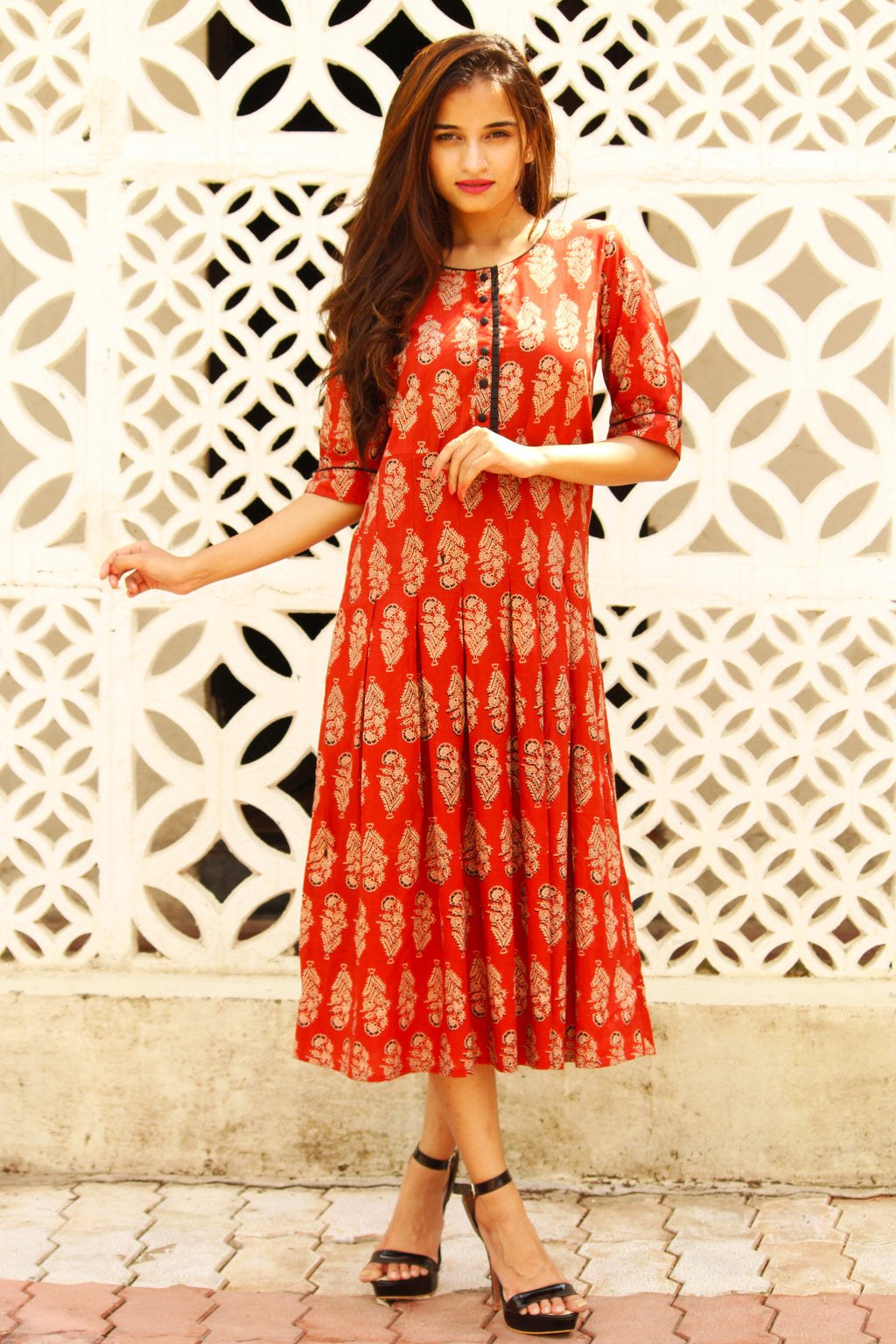 Pleated Kalamkari Dress