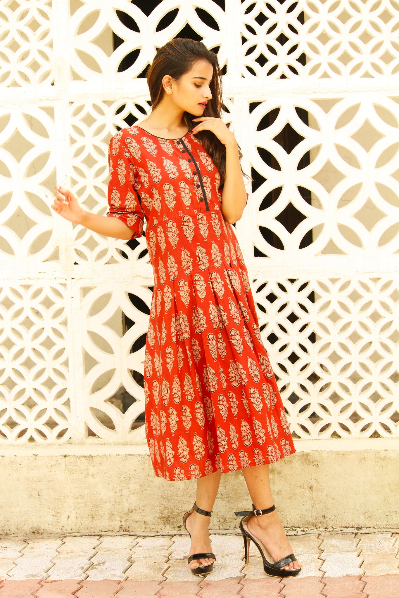 Pleated Kalamkari Dress