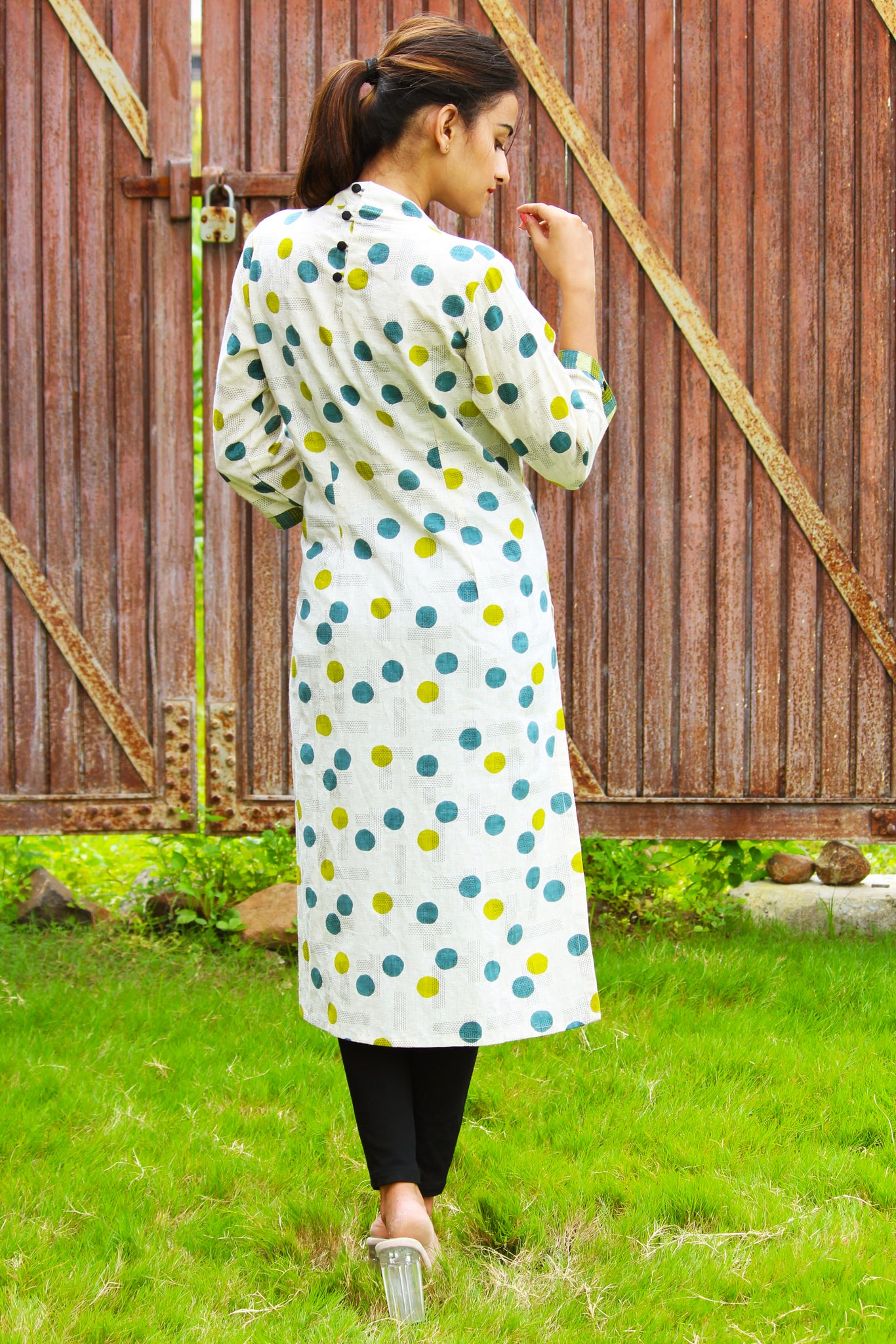 Polka Dot And Stripe Cotton Kurta