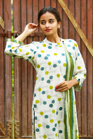 Polka Dot And Stripe Cotton Kurta