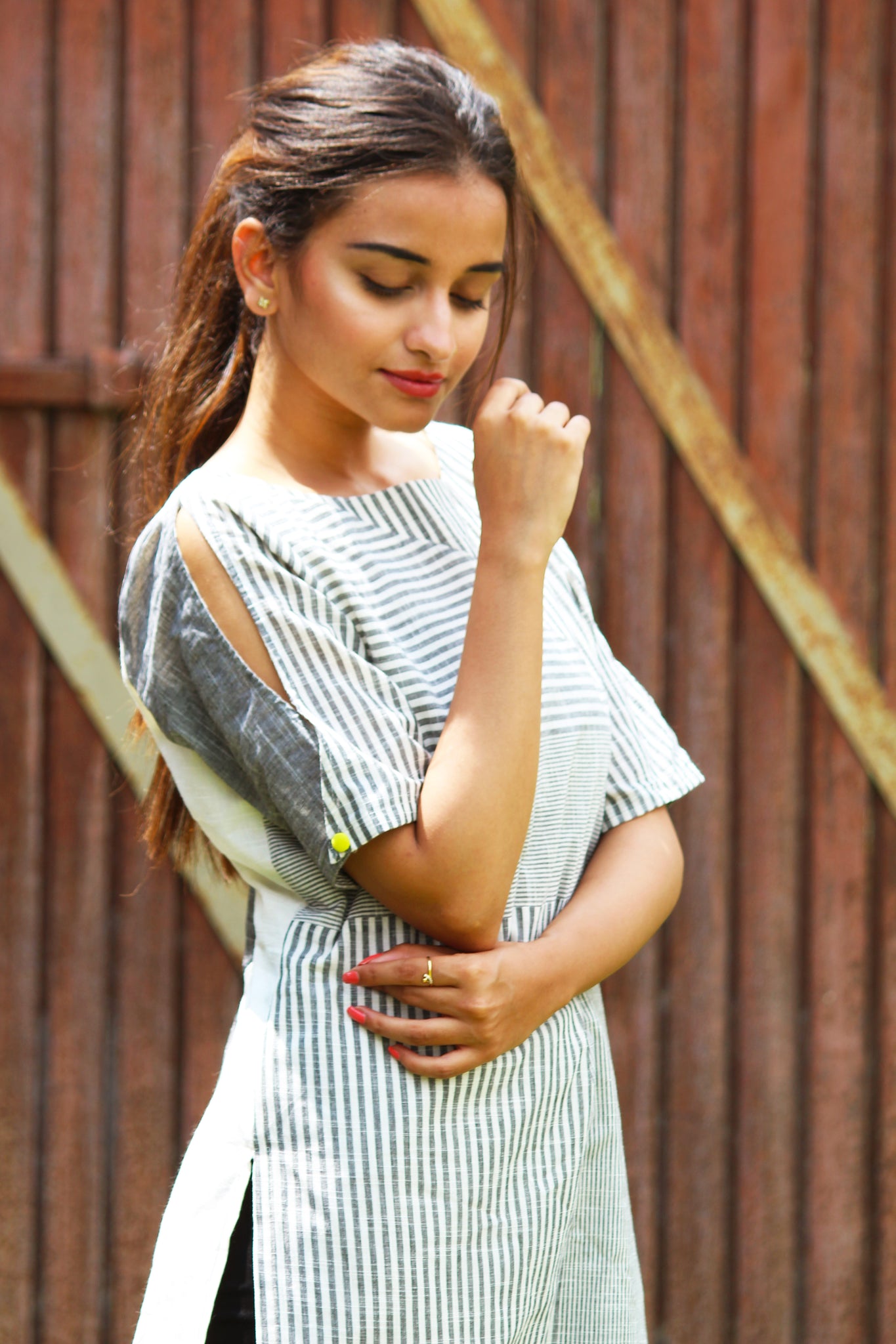 Yarn Dyed Placement Stripe Kurta