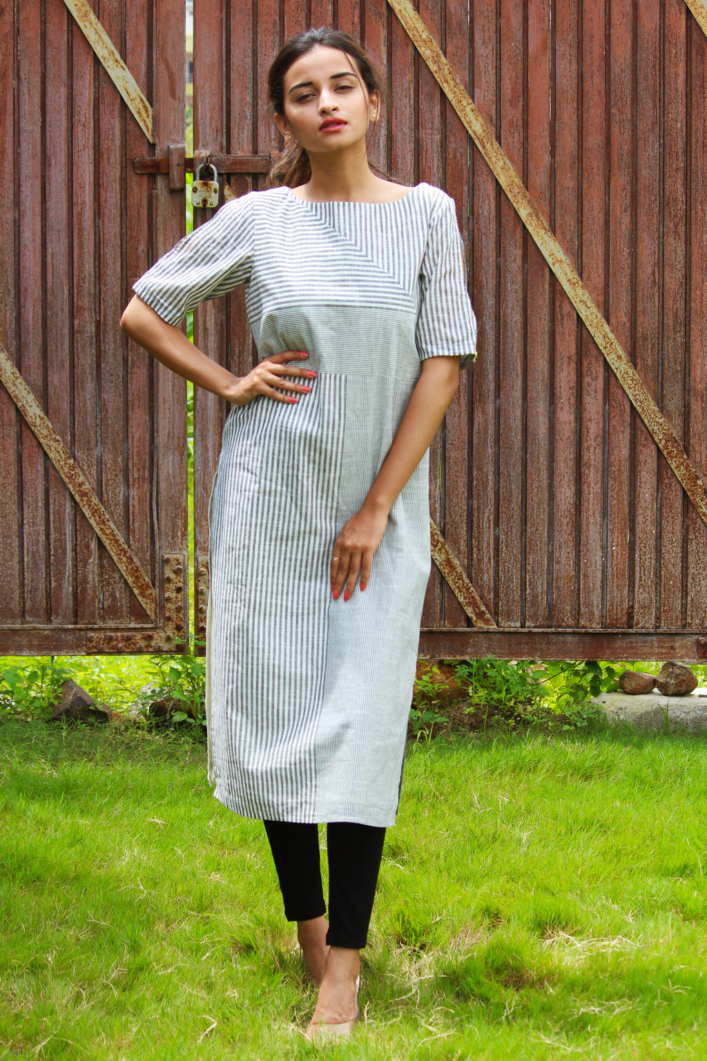 Yarn Dyed Placement Stripe Kurta