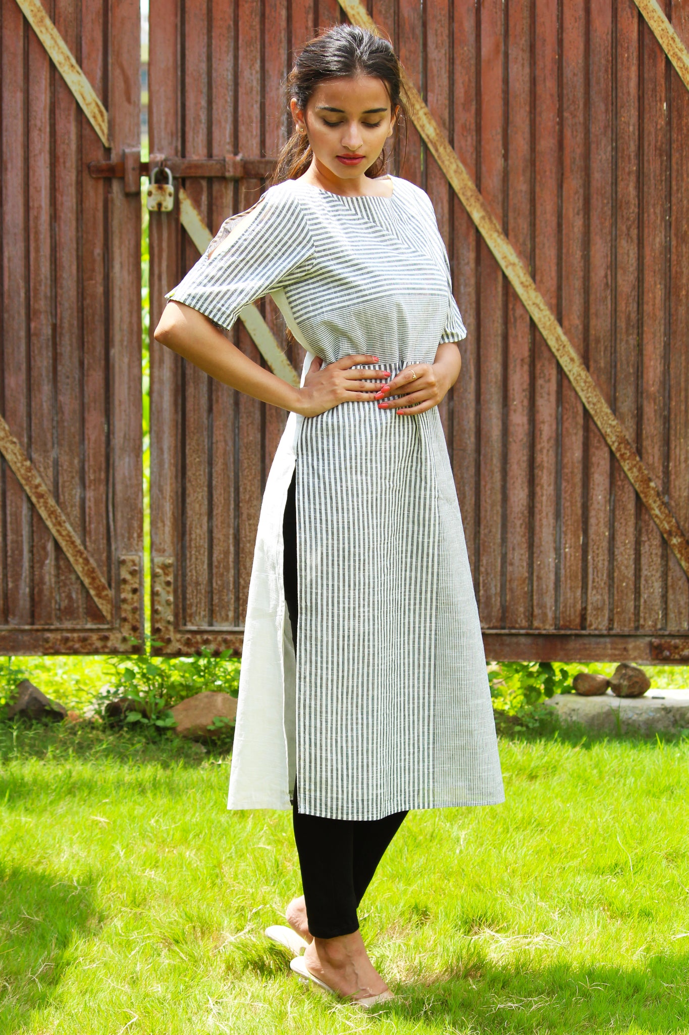 Yarn Dyed Placement Stripe Kurta
